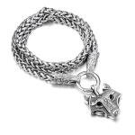 Norse Wolf Head Necklace for Viking Men