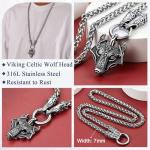 Norse Wolf Head Necklace for Viking Men