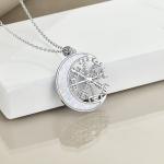 Sterling Silver Viking Compass Necklace with Opal