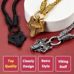 Norse Wolf Head Necklace for Viking Men