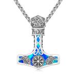 Thor Hammer Necklace in Sterling Silver with Runes