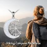 Sterling Silver Viking Compass Necklace with Opal