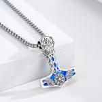 Thor Hammer Necklace in Sterling Silver with Runes