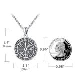 Viking Runes Necklace with Vegvisir Compass Pendant