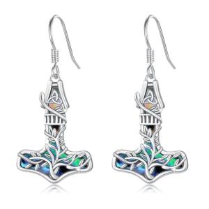 Viking Tree of Life Earrings with Thor Hammer