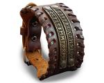 Viking Rune Leather Bracelet with Adjustable Wrap