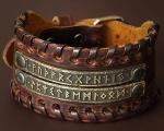 Viking Rune Leather Bracelet with Adjustable Wrap