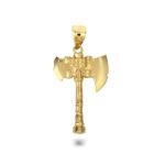 10K Yellow Gold Viking Axe Charm Pendant