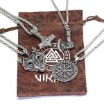 Viking Axe, Wolf & Mjolnir Silver Necklaces