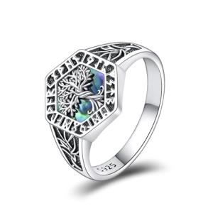 Sterling Silver Tree of Life Viking Ring