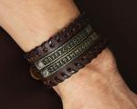 Viking Rune Leather Bracelet with Adjustable Wrap