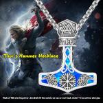 Thor Hammer Necklace in Sterling Silver with Runes