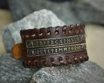 Viking Rune Leather Bracelet with Adjustable Wrap