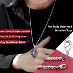 Men's Stainless Steel Viking Wolf Compass Pendant