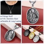 Men's Stainless Steel Viking Wolf Compass Pendant