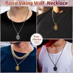 Men's Stainless Steel Viking Wolf Compass Pendant