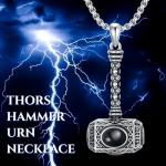 Black Thor's Hammer Necklace with Obsidian Urn