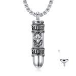 Viking Wolf Urn Necklace for Ashes in Silver