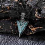 Viking Arrowhead Necklace with Turquoise and Malachite