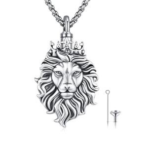 Lion Head Urn Pendant Necklace for Pet Ashes
