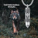 Viking Wolf Urn Necklace for Ashes in Silver