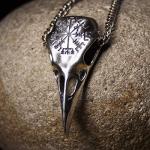 Viking Raven Skull Necklace with Compass Pendant