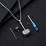 Black Thor's Hammer Necklace with Obsidian Urn