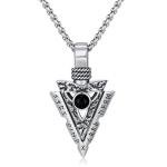 Viking Arrowhead Necklace with Runes in Silver