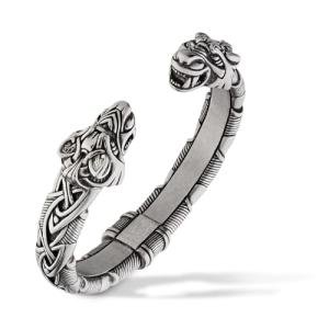 Adjustable Viking Bracelet with Fenrir Wolf Head