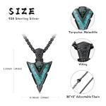 Viking Arrowhead Necklace with Turquoise and Malachite