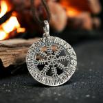 Viking Shield Helm of Awe Sterling Silver Necklace