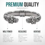 Adjustable Viking Bracelet with Fenrir Wolf Head