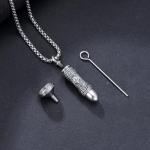 Viking Wolf Urn Necklace for Ashes in Silver