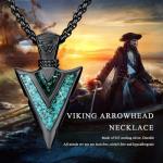 Viking Arrowhead Necklace with Turquoise and Malachite