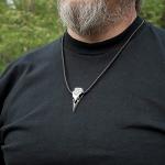 Viking Raven Skull Necklace with Compass Pendant