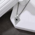 Viking Arrowhead Necklace with Runes in Silver