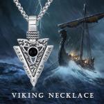 Viking Arrowhead Necklace with Runes in Silver