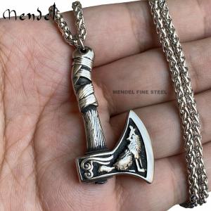 Norse Viking Wolf Raven Axe Pendant Necklace