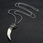 Viking Dragon Silver Pendant Necklace for Men