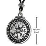 Viking Compass Pendant Necklace with Rune Stave