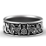 Celtic Knot Wolf Ring with Trinity Design