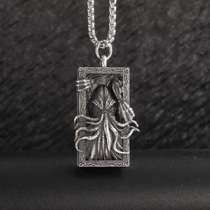 Viking Octopus Pendant Necklace - Kraken Design