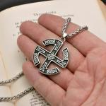 Viking Slavic Sun Wheel Pendant Necklace in Silver