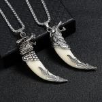 Viking Dragon Silver Pendant Necklace for Men