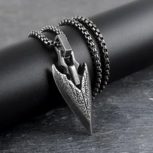Silver Viking Spear Head Pendant Necklace for Men