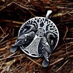 Men's Silver Viking Raven Pendant Necklace