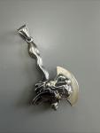 Men's Stainless Steel Viking Dragon Axe Pendant Necklace