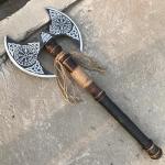 Viking Double Bit Axe with Leather Sheath