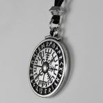 Viking Compass Pendant Necklace with Rune Stave