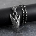 Silver Viking Spear Head Pendant Necklace for Men